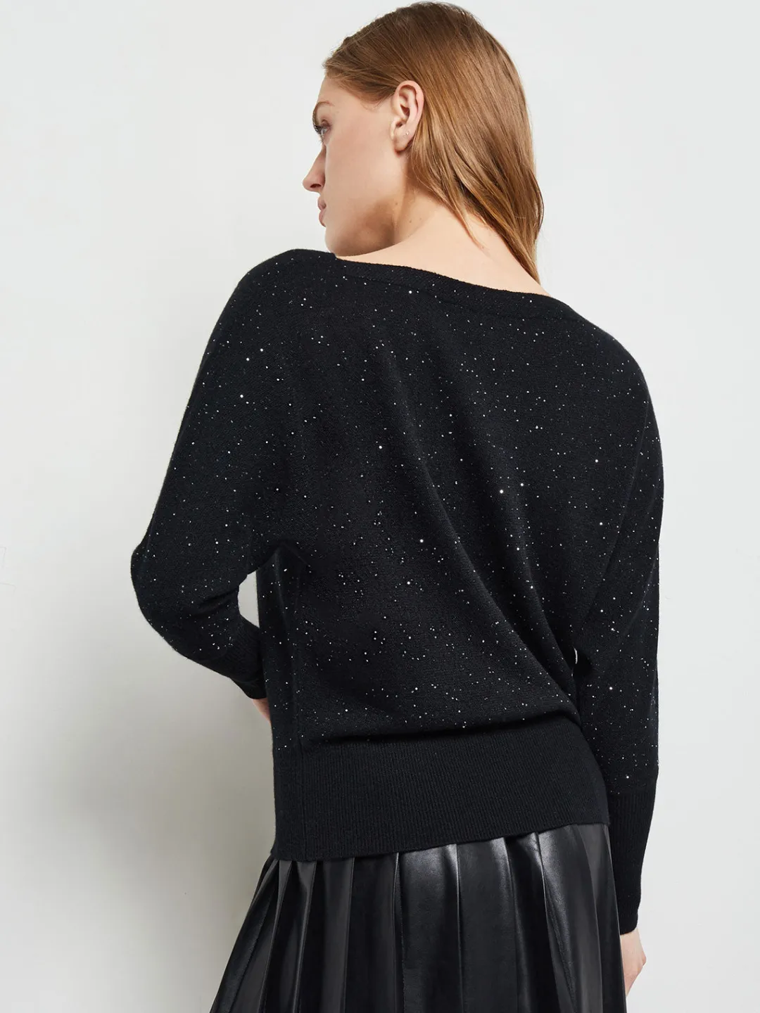 Fashion Dolman Sequin Cashmere Sweater Tops & Tees