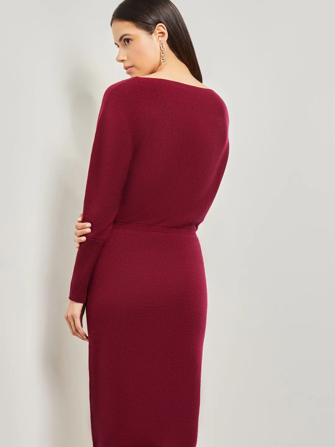 Discount Dolman Sleeve Cashmere Dress Dresses