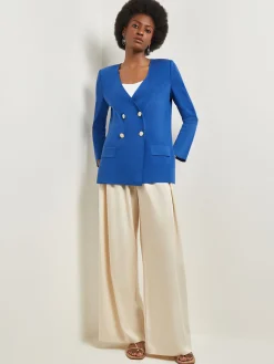 Best Double Breasted Open Neck Knit Jacket Jackets & Coats
