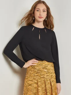 Sale Embellished Neckline Blouse - Crepe De Chine Blouses & Shirts|Tops & Tees