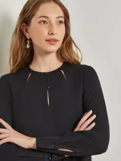 Sale Embellished Neckline Blouse - Crepe De Chine Blouses & Shirts|Tops & Tees