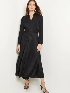 Sale Fit-and-Flare Pleated Woven Maxi Dress Dresses