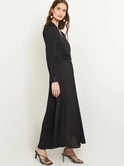 Sale Fit-and-Flare Pleated Woven Maxi Dress Dresses