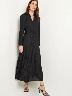 Sale Fit-and-Flare Pleated Woven Maxi Dress Dresses