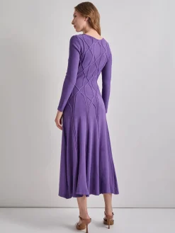 Fashion Fit-and-Flare Raised Geometric Recycled Knit Maxi Dress Dresses