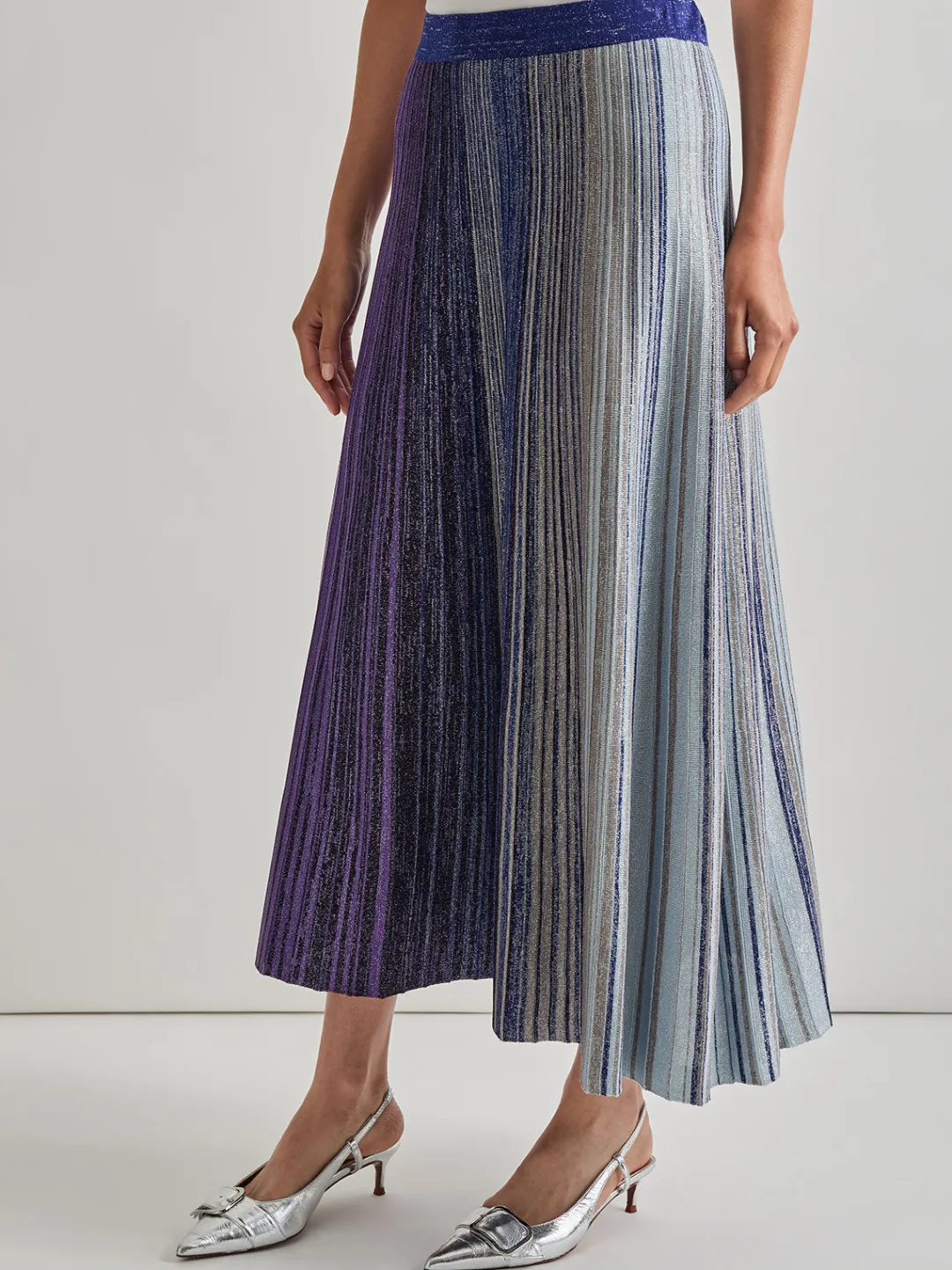 Hot Flared Shimmer Lurex Knit Maxi Skirt Skirts