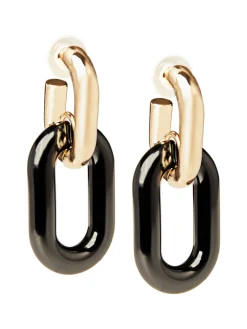 Fashion Gold & Black Resin Doorknocker Earrings Accessories|Earrings