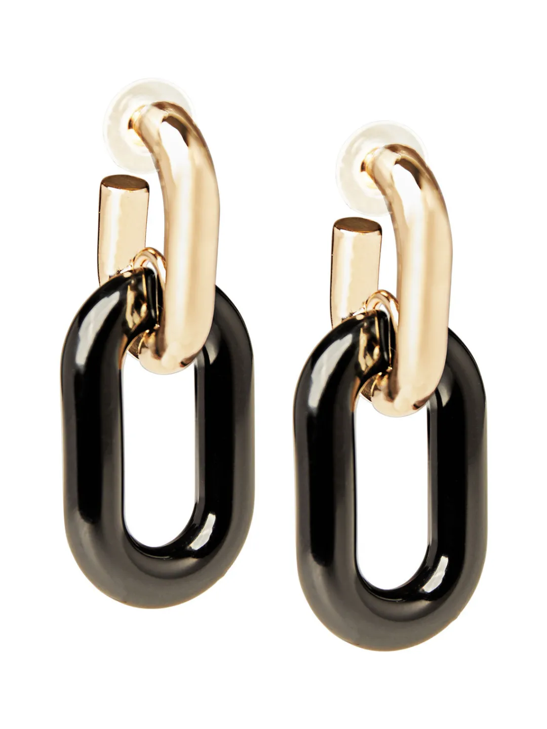 Fashion Gold & Black Resin Doorknocker Earrings Accessories|Earrings