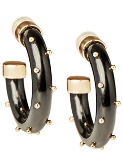 Fashion Gold & Black Resin Hoop Earrings Accessories|Earrings