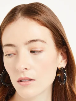 Fashion Gold & Black Resin Hoop Earrings Accessories|Earrings
