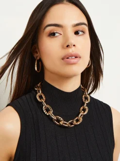 Online Hammered Oval Link Short Necklace Accessories|Necklaces