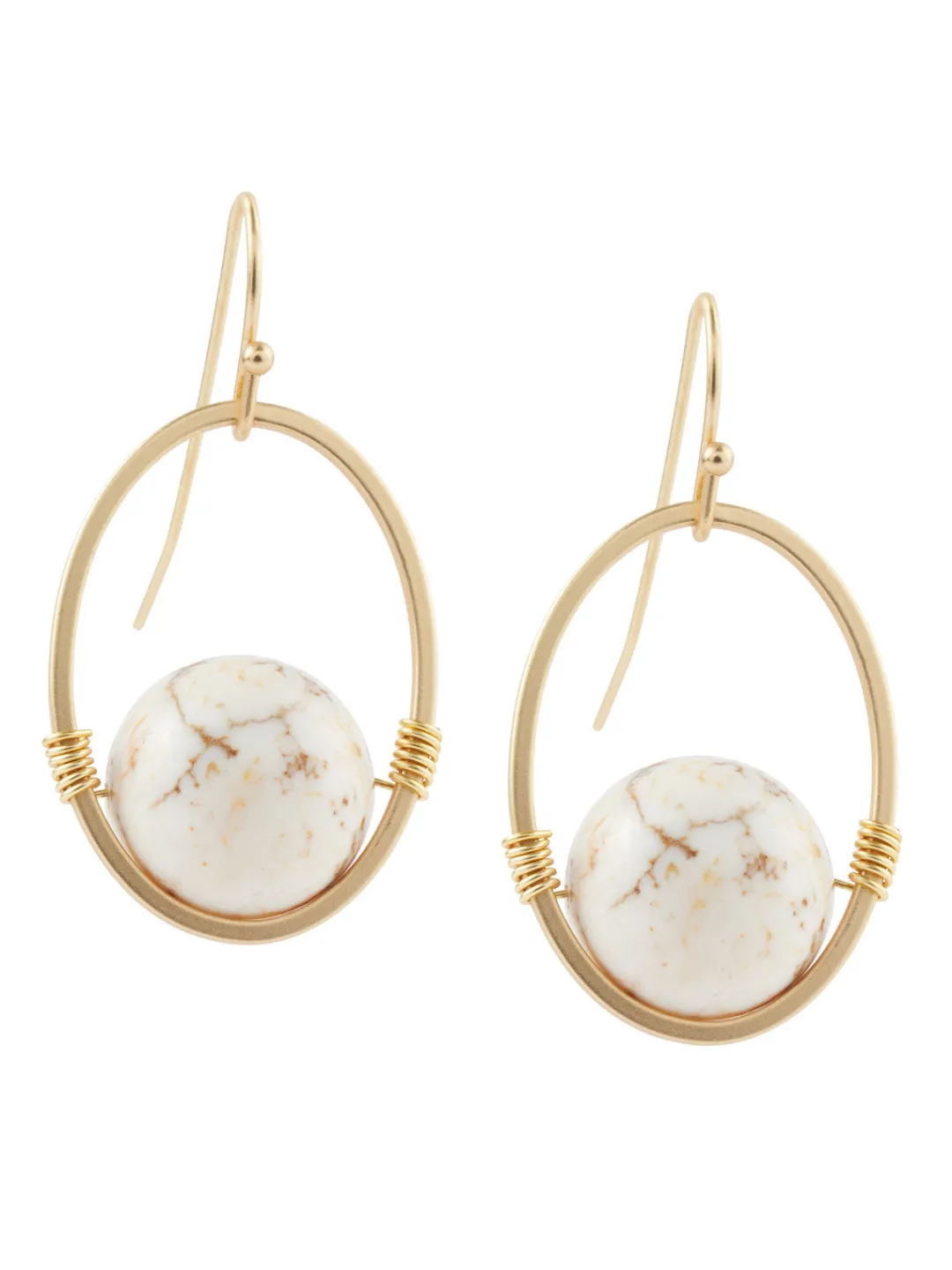 Discount Handmade Gold Magnesite Drop Bead Earrings Accessories|Earrings