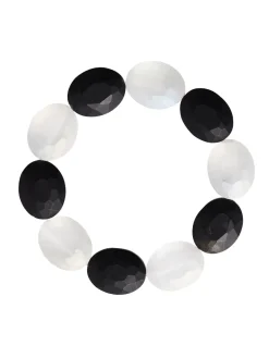 Outlet Handmade Matte Black & White Crystal Stretch Bracelet Accessories|Bracelets
