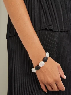Outlet Handmade Matte Black & White Crystal Stretch Bracelet Accessories|Bracelets