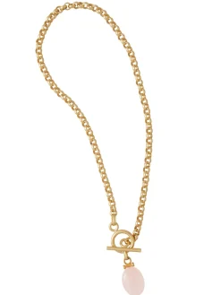 Best Handmade Rose Quartz Pendant Toggle Chain Necklace Accessories|Necklaces