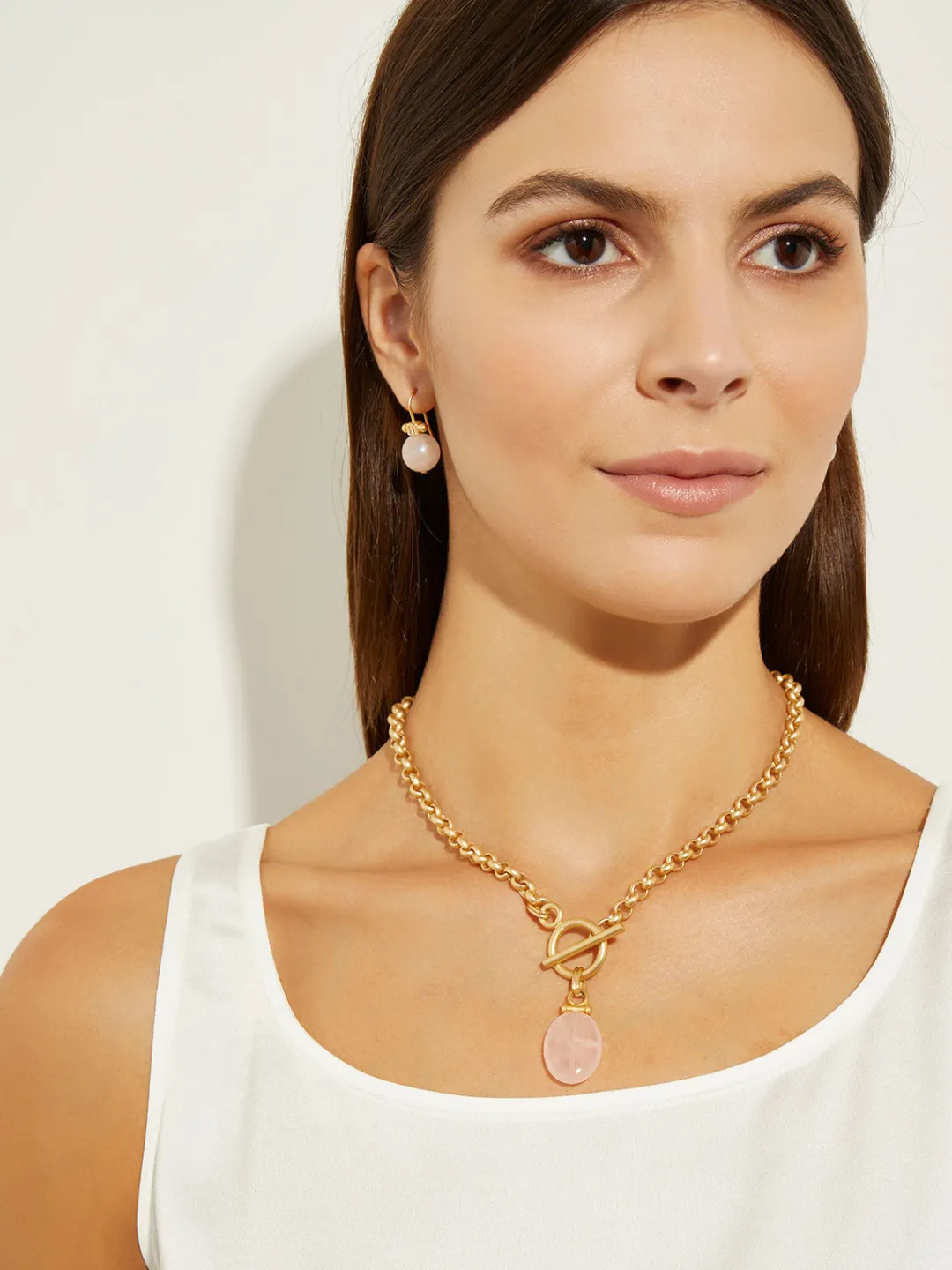 Best Handmade Rose Quartz Pendant Toggle Chain Necklace Accessories|Necklaces