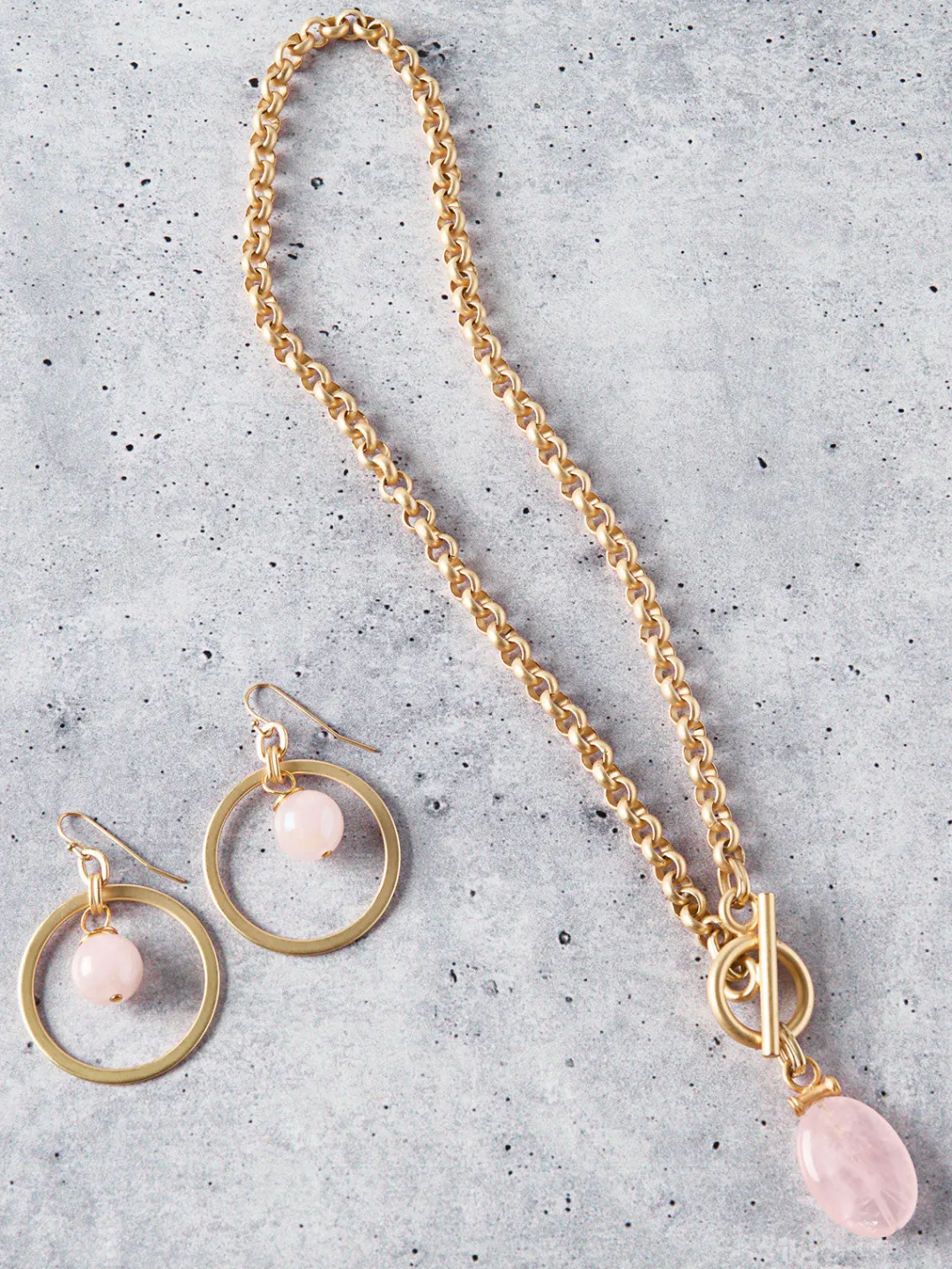 Best Handmade Rose Quartz Pendant Toggle Chain Necklace Accessories|Necklaces