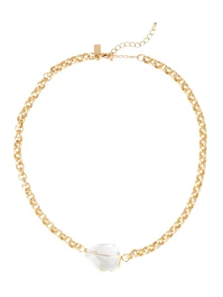 Online Handmade Wire Wrapped Crystal Nugget Matte Gold Rolo Chain Necklace Accessories|Necklaces