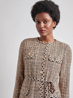 Hot Heritage Fit Braid Trim Tweed Knit Jacket Jackets & Coats