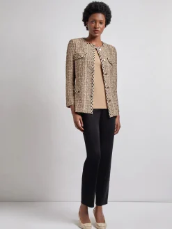 Hot Heritage Fit Braid Trim Tweed Knit Jacket Jackets & Coats
