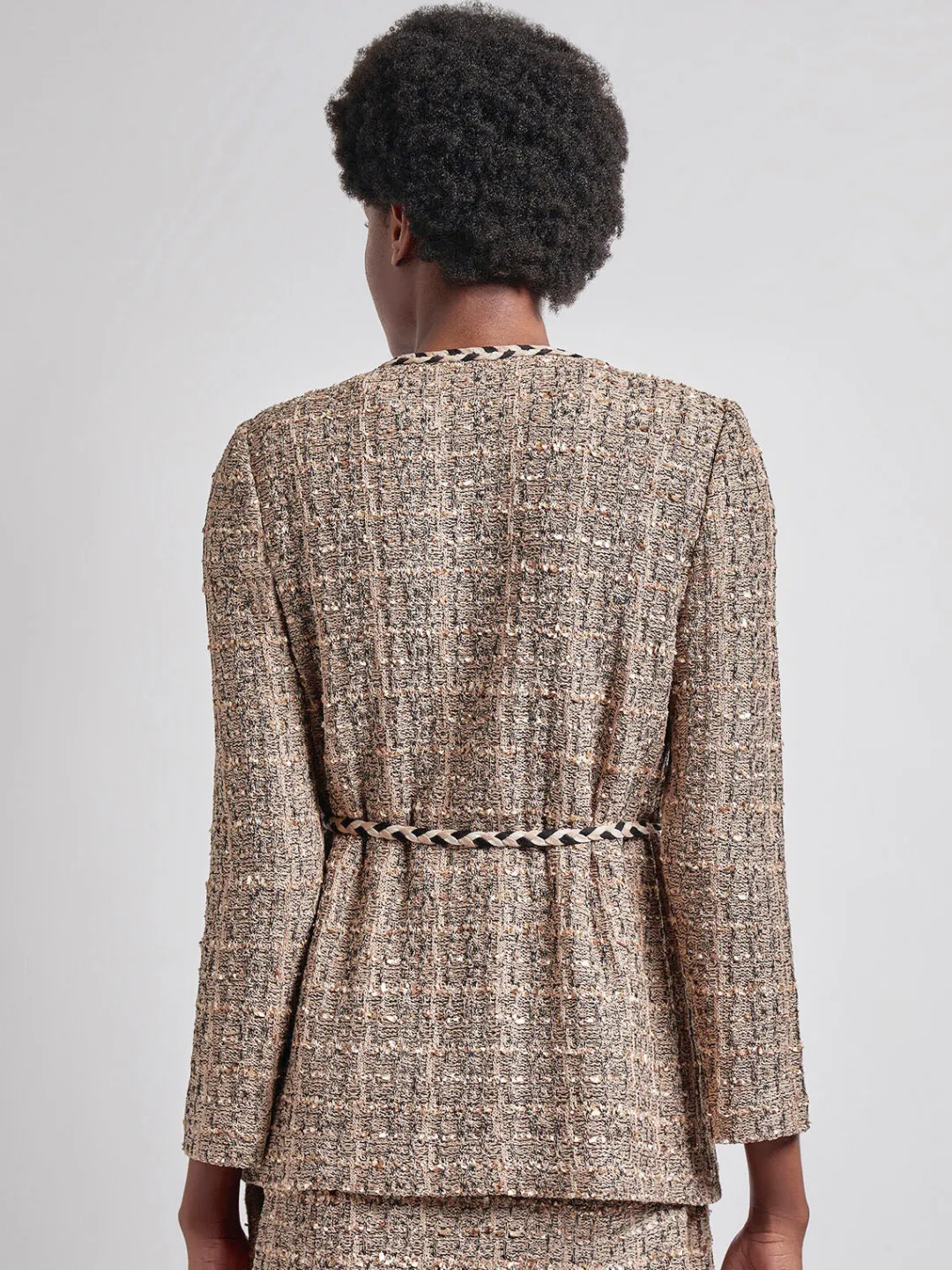 Hot Heritage Fit Braid Trim Tweed Knit Jacket Jackets & Coats