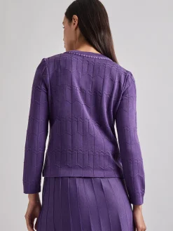 Hot Heritage Fit Braided Trim Tonal Zig-Zag Knit Cardigan Jackets & Coats