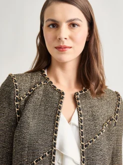 Hot Heritage Fit Curbed Chain Trim Lurex Knit Jacket Jackets & Coats