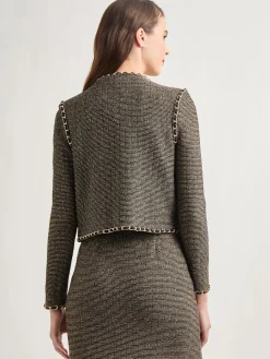 Hot Heritage Fit Curbed Chain Trim Lurex Knit Jacket Jackets & Coats