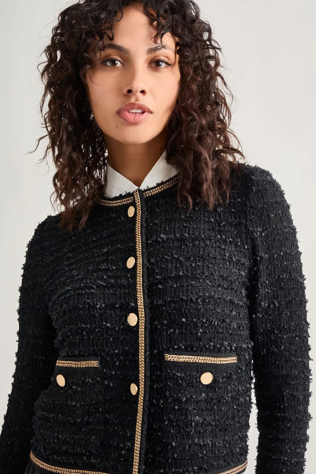 Discount Heritage Fit Double Chain Trim Eyelash Knit Jacket Jackets & Coats