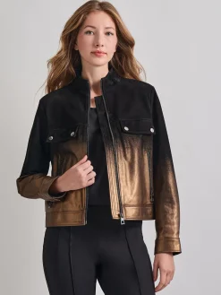 Hot Heritage Fit Gold Ombre Suede Leather Trucker Jacket Jackets & Coats