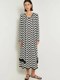 Discount Heritage Fit Jacket - Chevron Fringe Trim Intarsia Knit Jackets & Coats