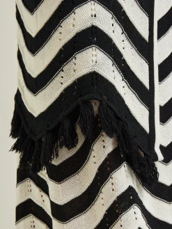 Discount Heritage Fit Jacket - Chevron Fringe Trim Intarsia Knit Jackets & Coats