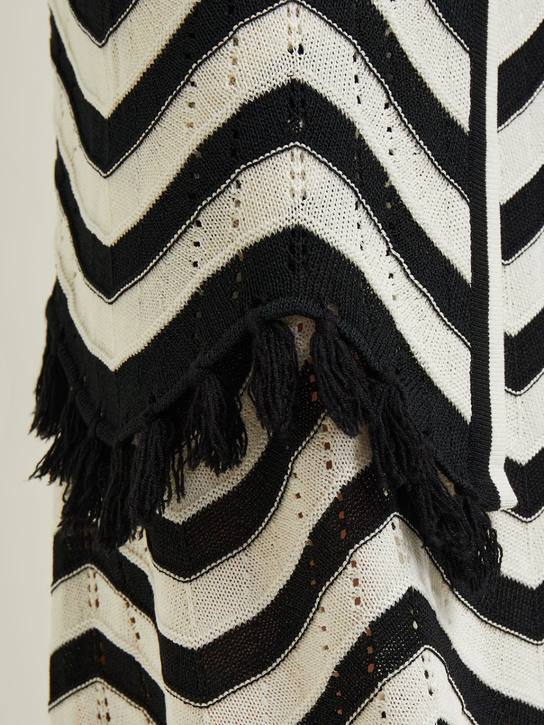 Discount Heritage Fit Jacket - Chevron Fringe Trim Intarsia Knit Jackets & Coats