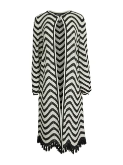 Discount Heritage Fit Jacket - Chevron Fringe Trim Intarsia Knit Jackets & Coats