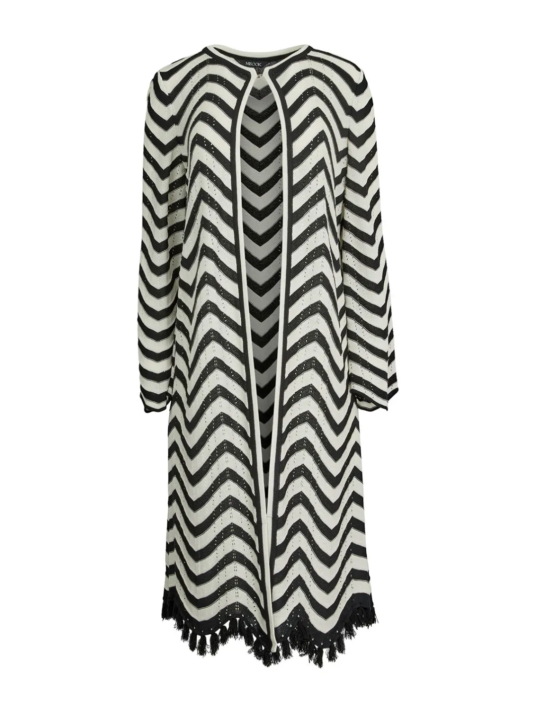 Discount Heritage Fit Jacket - Chevron Fringe Trim Intarsia Knit Jackets & Coats