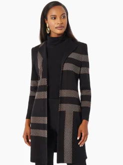 Fashion Heritage Fit Side Button Detail Graphic Pattern Knit Duster Jackets & Coats