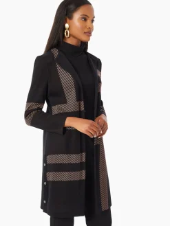 Fashion Heritage Fit Side Button Detail Graphic Pattern Knit Duster Jackets & Coats