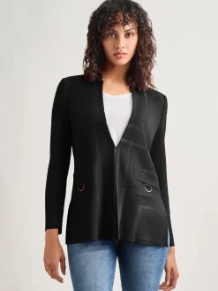 Discount Inverted Notch Collar Tailored Knit Jacket Jackets & Coats
