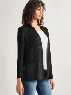 Discount Inverted Notch Collar Tailored Knit Jacket Jackets & Coats