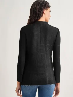 Discount Inverted Notch Collar Tailored Knit Jacket Jackets & Coats