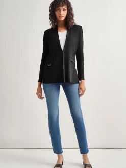 Discount Inverted Notch Collar Tailored Knit Jacket Jackets & Coats