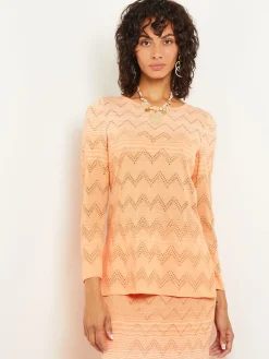 Best Jewel Neck Tunic - Ombre Pointelle Soft Knit Tops & Tees