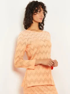 Best Jewel Neck Tunic - Ombre Pointelle Soft Knit Tops & Tees