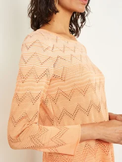 Best Jewel Neck Tunic - Ombre Pointelle Soft Knit Tops & Tees