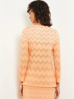 Best Jewel Neck Tunic - Ombre Pointelle Soft Knit Tops & Tees