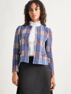 Discount Jewel Neck Tweed Jacket Jackets & Coats