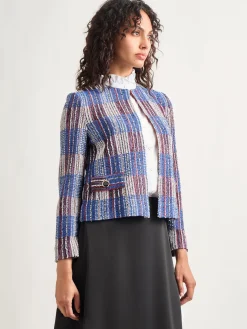 Discount Jewel Neck Tweed Jacket Jackets & Coats