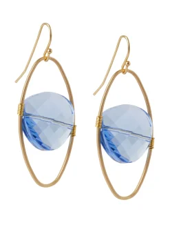 Sale 18K Matte Gold Plated Blue Crystal Wire Wrapped Earrings Accessories|Earrings