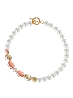Online 18K Matte Gold Plated Peach Crystal Necklace Accessories|Necklaces