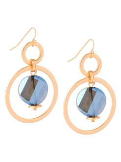 Clearance Labradorite and Matte Gold Hoop Earrings Accessories|Earrings